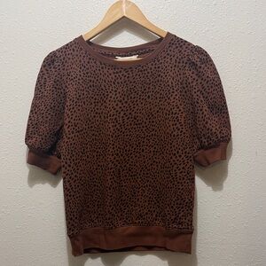 Nine West Brown Leopard Print Top, Size M